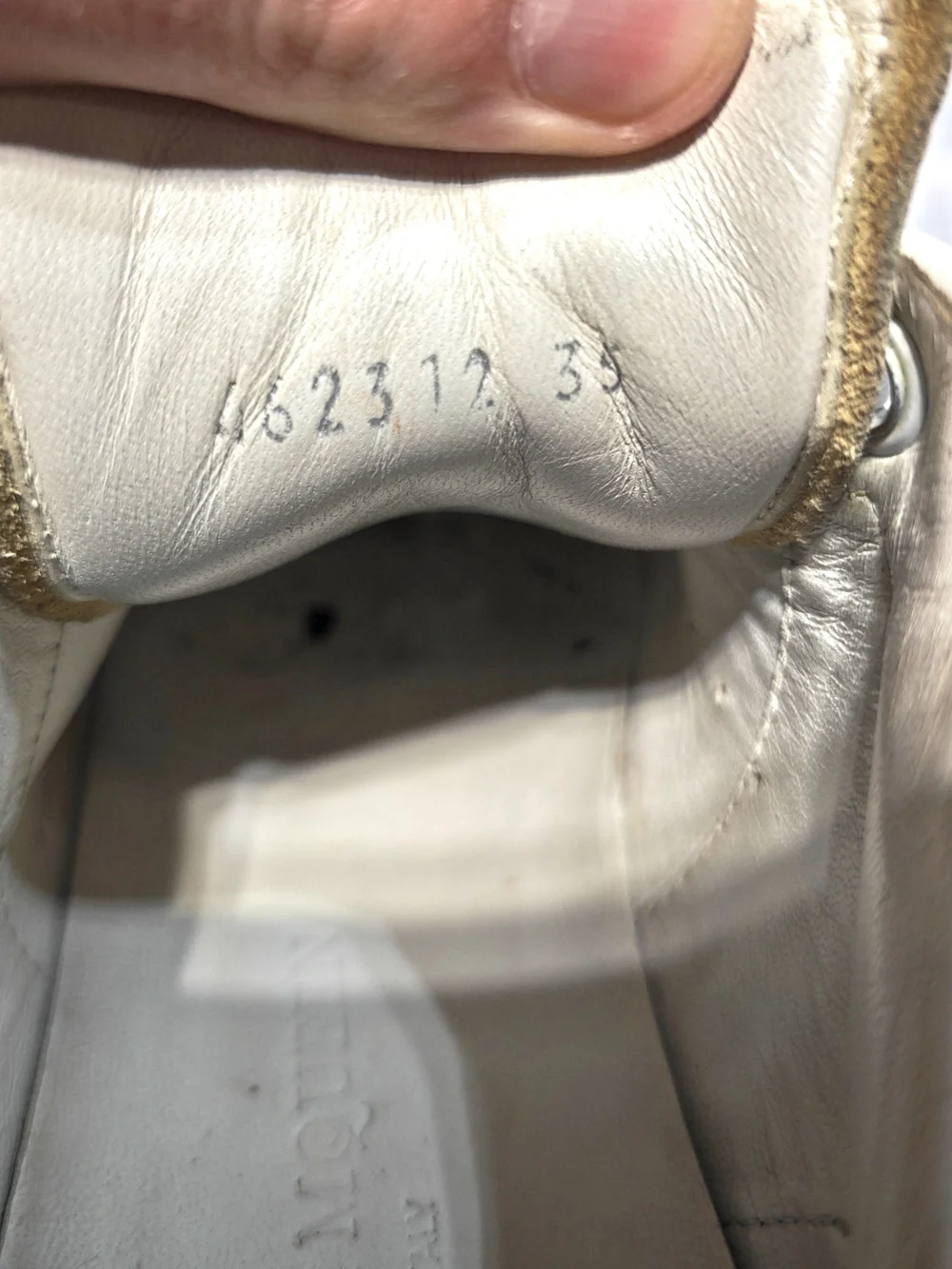 Alexander McQueen White Leather Platform Sneakers with Black Glitter Heel Tab - Picture 5 of 7